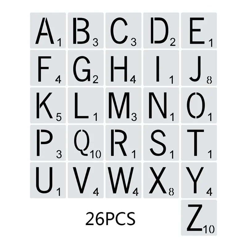 

E9LB 26pcs/set Letters Stencils Drawing Template DIY Painting Scrapbooking Stamping Embossing Album Card