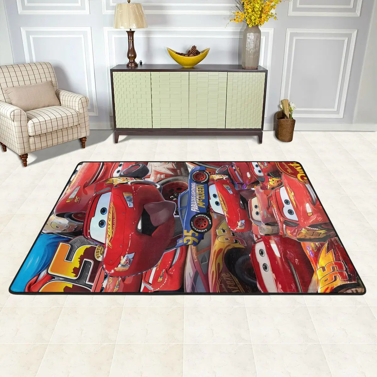 Cars Lightning Mcqueen Floor Carpets For Living Room Kitchen Entrance Door Carpet Velvet Fashion Anti Slip Floor Mat Rug