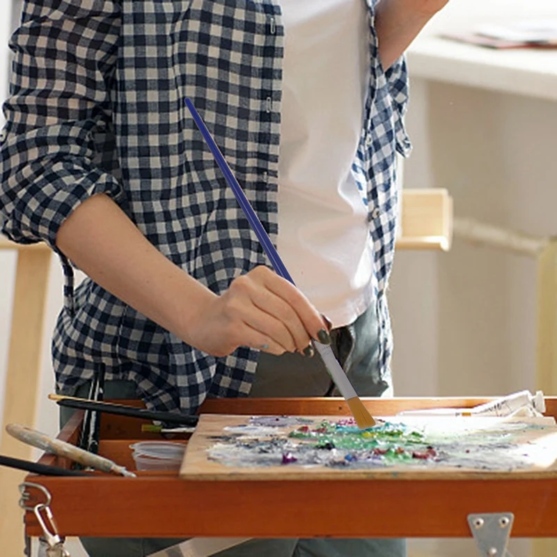 فرش طلاء مسطحة للرسم بالتفصيل ، فرش شعر نايلون ، فرشاة صغيرة ، زيت أكريليك ألوان مائية ، فنون جميلة ، من من من من من من النايلون