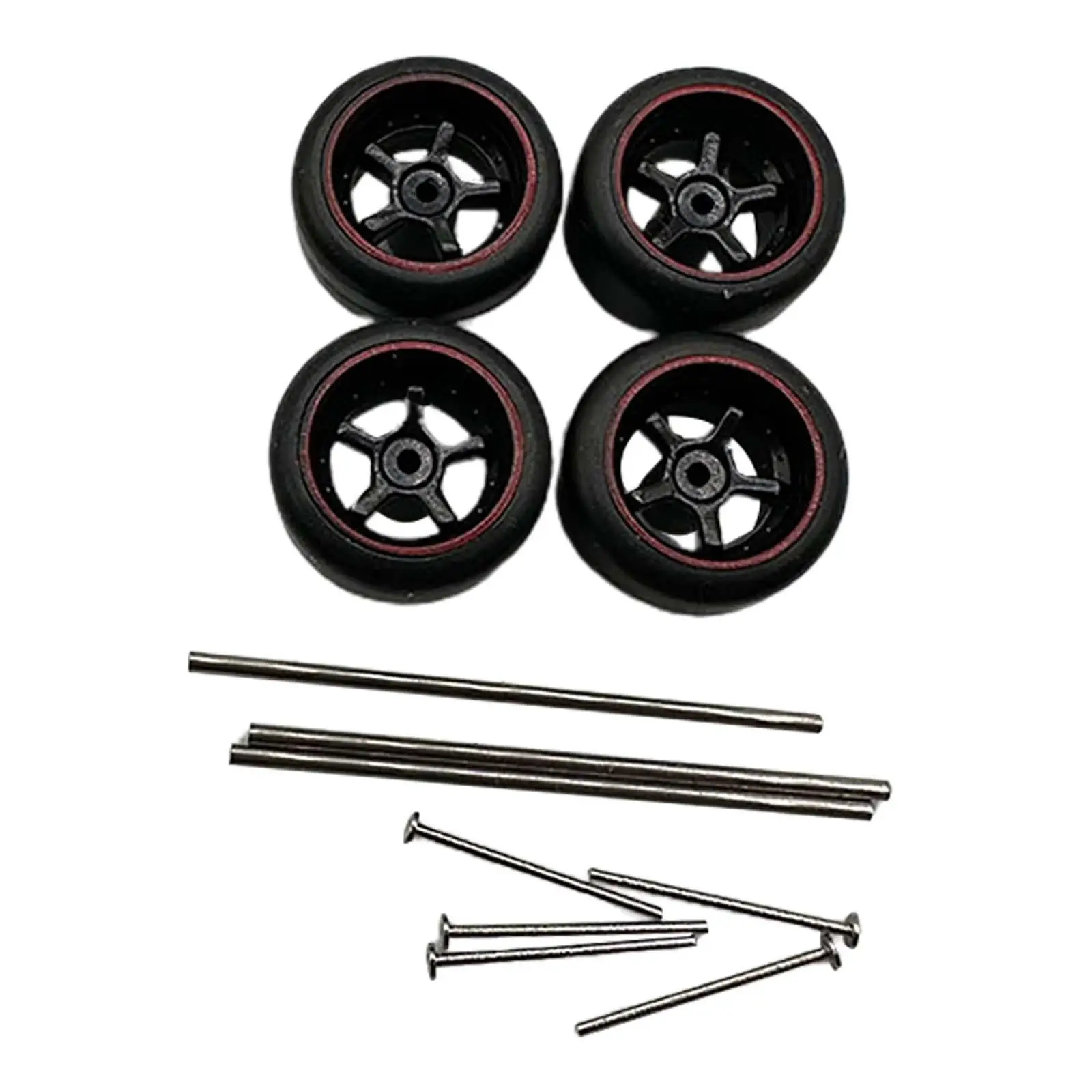 إطارات سيارات التحكم عن بعد بمقياس 1:64، جنوط معدنية، قطع غيار بديلة، ملحقات للسيارات الصغيرة التي تعمل بالتحكم عن بعد، سهلة التركيب