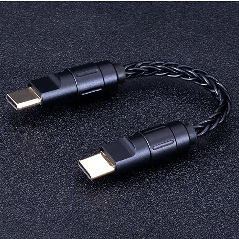 Dual Type-C OTG Audio Cable Single Crystal Copper HiFi DAC Cable for Android iOS Headphone Amp Small Tail Decoding Cable