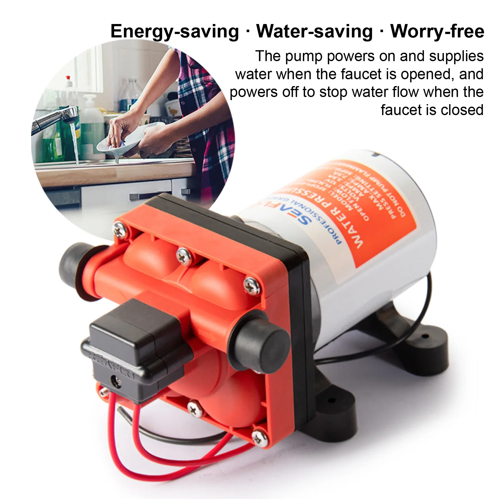 42 Series 12V 24V RV Diaphragm Water Pump 55 PSI High Pressure Self‑Priming 11.3 L/min Fresh Water Pump for Boat Camper