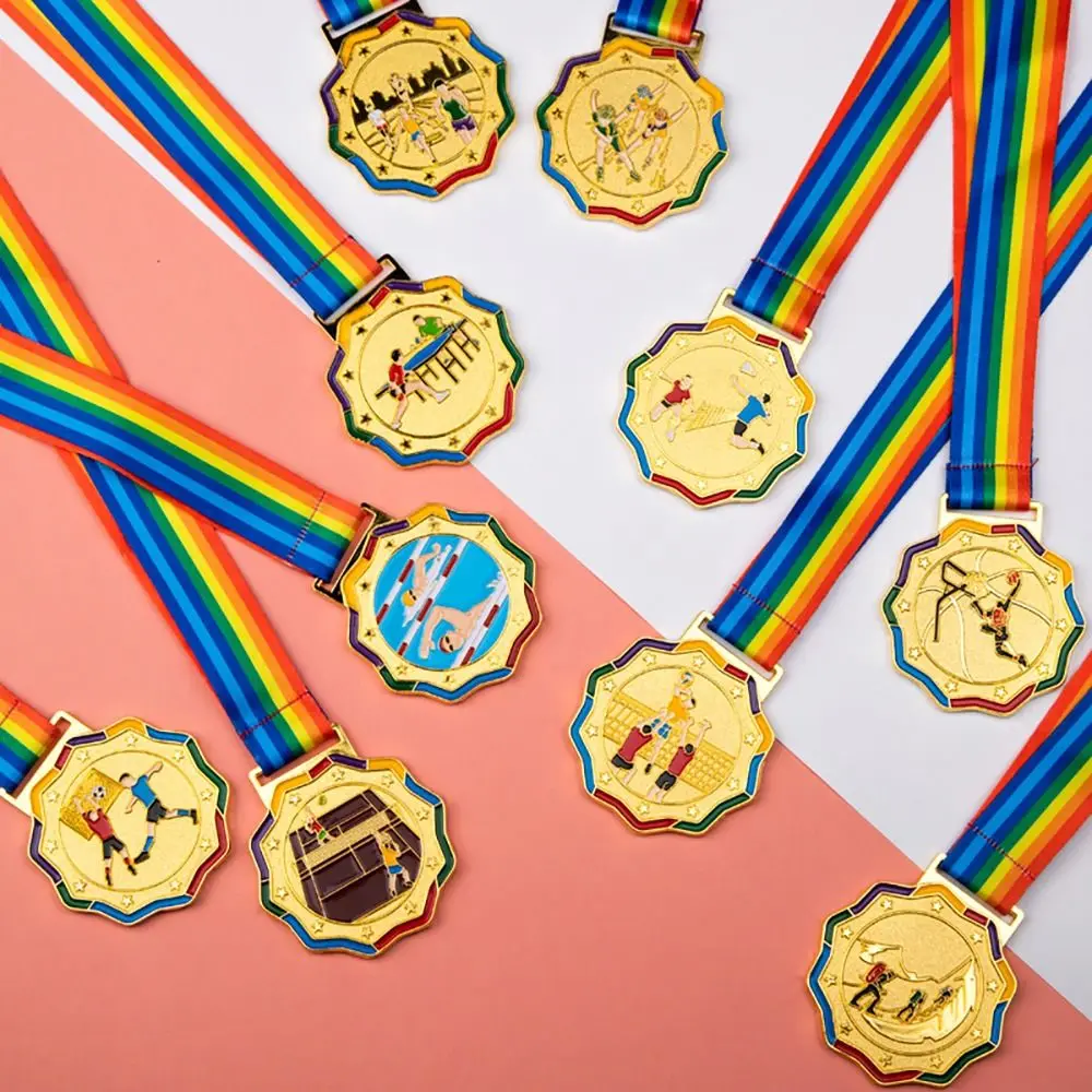 Premio de oro de metal Incentivar juegos de insignias Premio de recuerdo Medallas Competencia deportiva Competiciones Premios Medallas ganadoras Niños