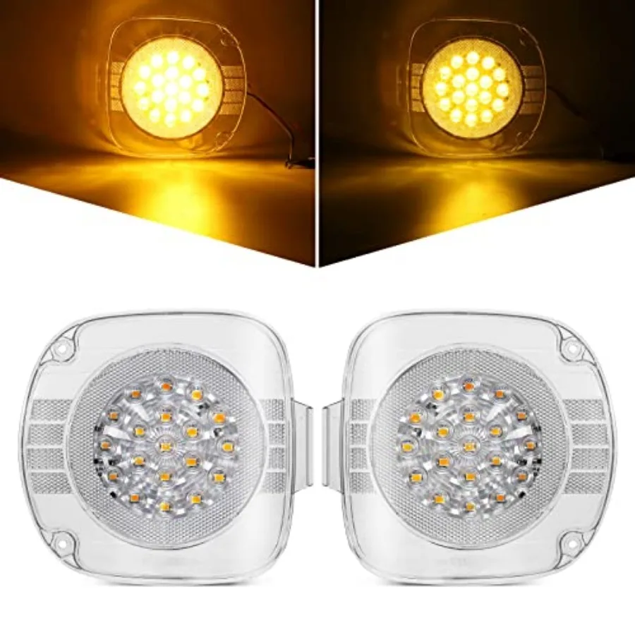 

Пара передних светодиодных указателей поворота (19 янтарных LED) с прозрачными линзами, замена для Freightliner Century Class 1996-2010, для водительской стороны