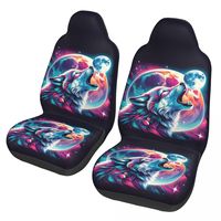 Lunar Wolf With Galaxy Space 2 Front Car Seat Covers for Cars Auto SUV Universal Protector Accessories