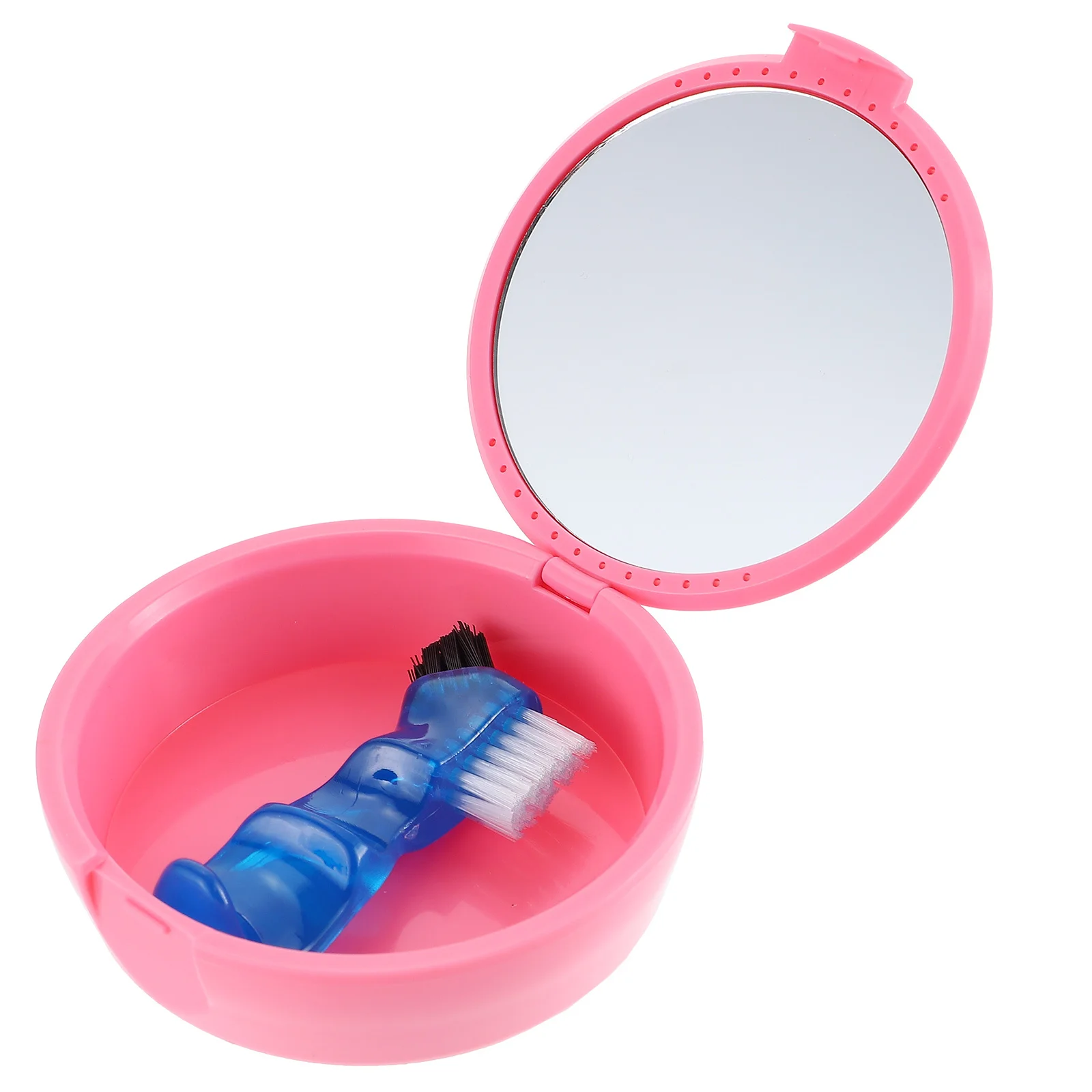 1Set Orthodontic Denture Holder Portable Mouth Guard Box Plastic False Tooth Case Cleaning Brush Durable Care Tool
