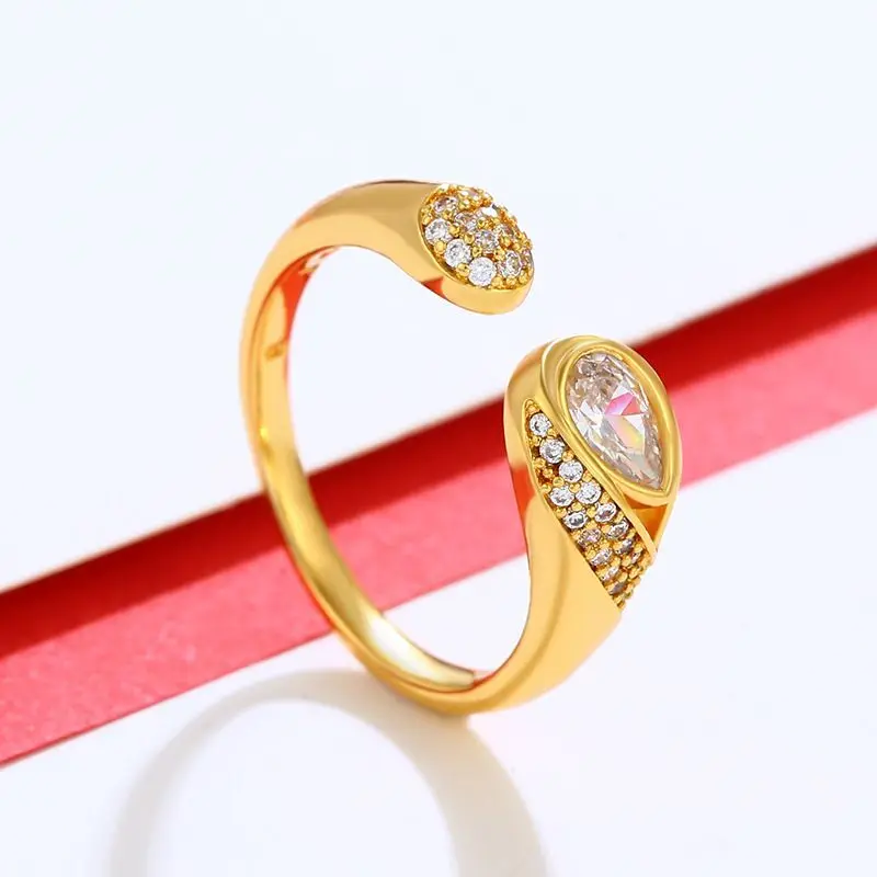 أسعار الجملة - خواتم الزركون على شكل ثعبان (معدلة) للرجال والنساء مجوهرات الأزياء بلون الذهب الخالص بدون النيكل