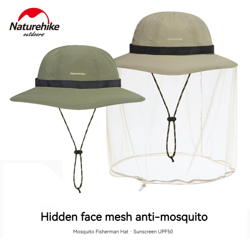 Naturehike Waterproof Fisherman Hat Sun Protection Cap with Mosquito Net Head Mesh for Outdoor Camping Hiking Jungle Fishing