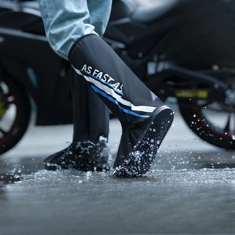 Waterproof Rain Boots with Thickened Cover Waterproof Dustproof, High Top Wear-resistant Motorcycle Anti-skid Riding PVC Adult