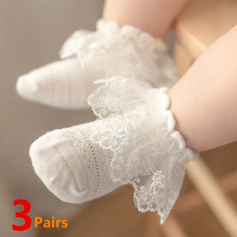 Newborn Baby Girls Socks Kids Girl Frilly Lace Tutu Socks Cotton Children Dance Princess Sock Flowers Ruffled Solid Ankle Socks