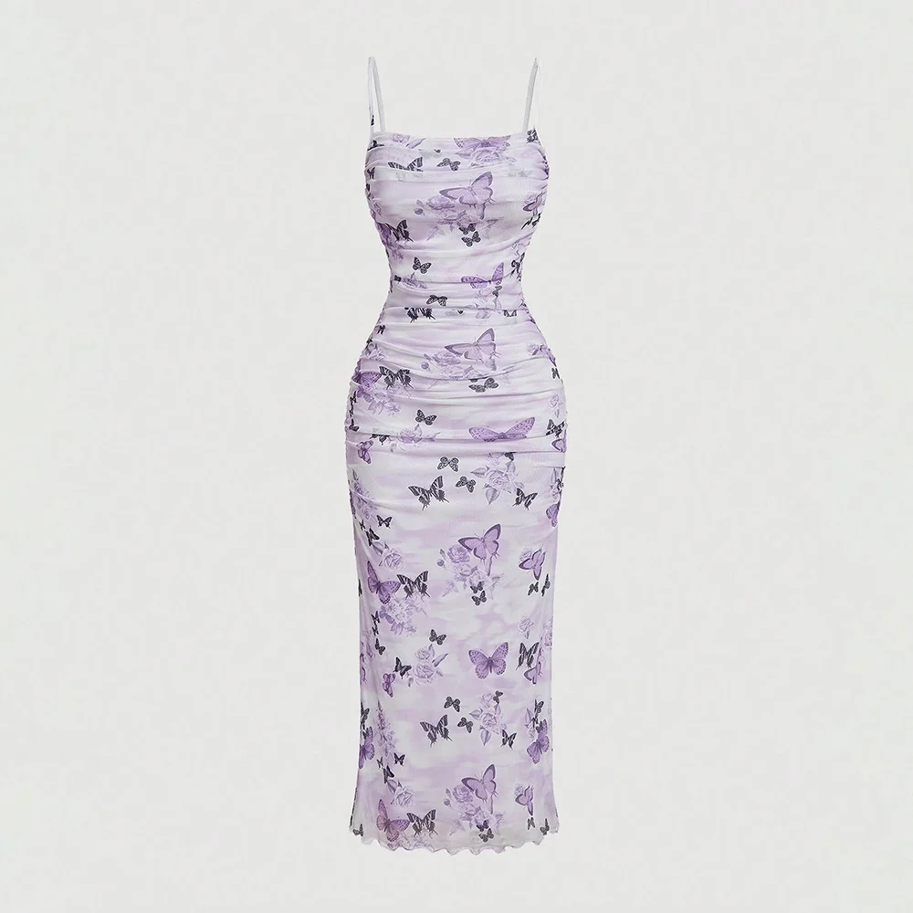Mia Muse Dreeses Summer Hotsweet Cute Graphic Print Sleeveless Square Neck Folds Skinny Fit Cami Milkmaid Dresses For Women image 5