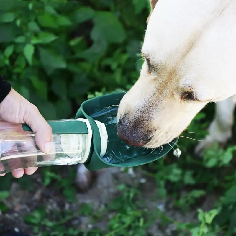 2 In 1 Multifunction Pet Dog Water Bottle Silicone Foldable Portable Puppy Food Bowl Drinking Dispenser Travel Labrador Supplies