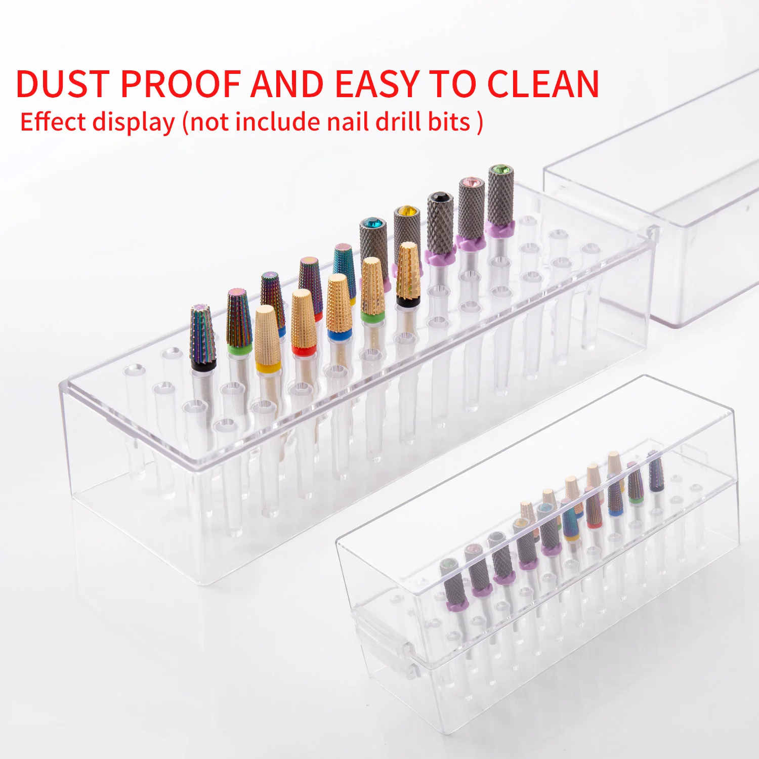 Transparent 30holes Nail Drill Bits Storage Box Manicure Milling Cutter Holder Nail Drill Display Stand Showing Shelf Nail Tools image 2