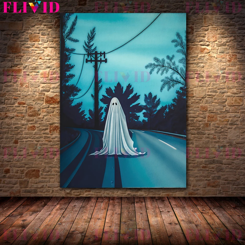 The Ghost Family On A Picnic Vintage Canvas Wall Art The White Ghost In The Flower Field Art Poster And Print Home Decoration