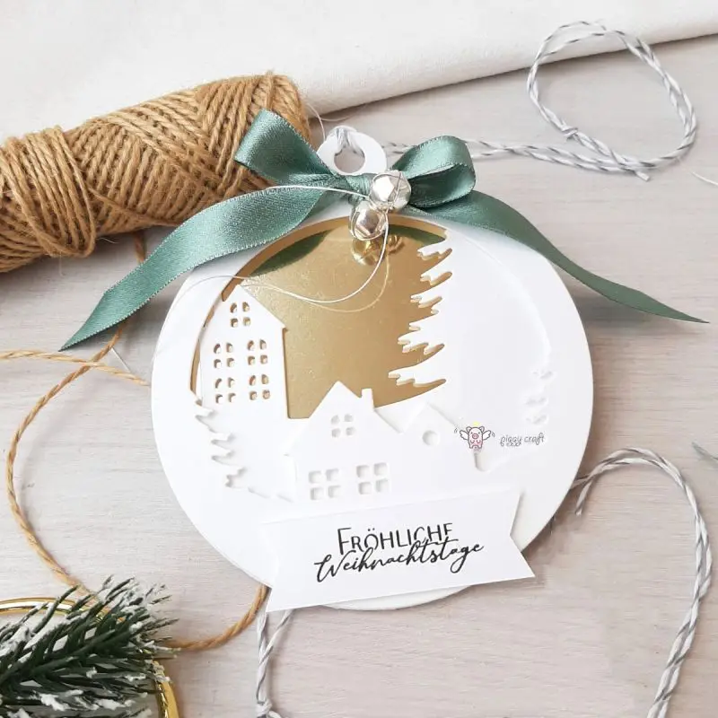 Piggy Craft metal cutting dies cut die mold Christmas bell tag Scrapbook paper craft knife mould blade punch stencils dies