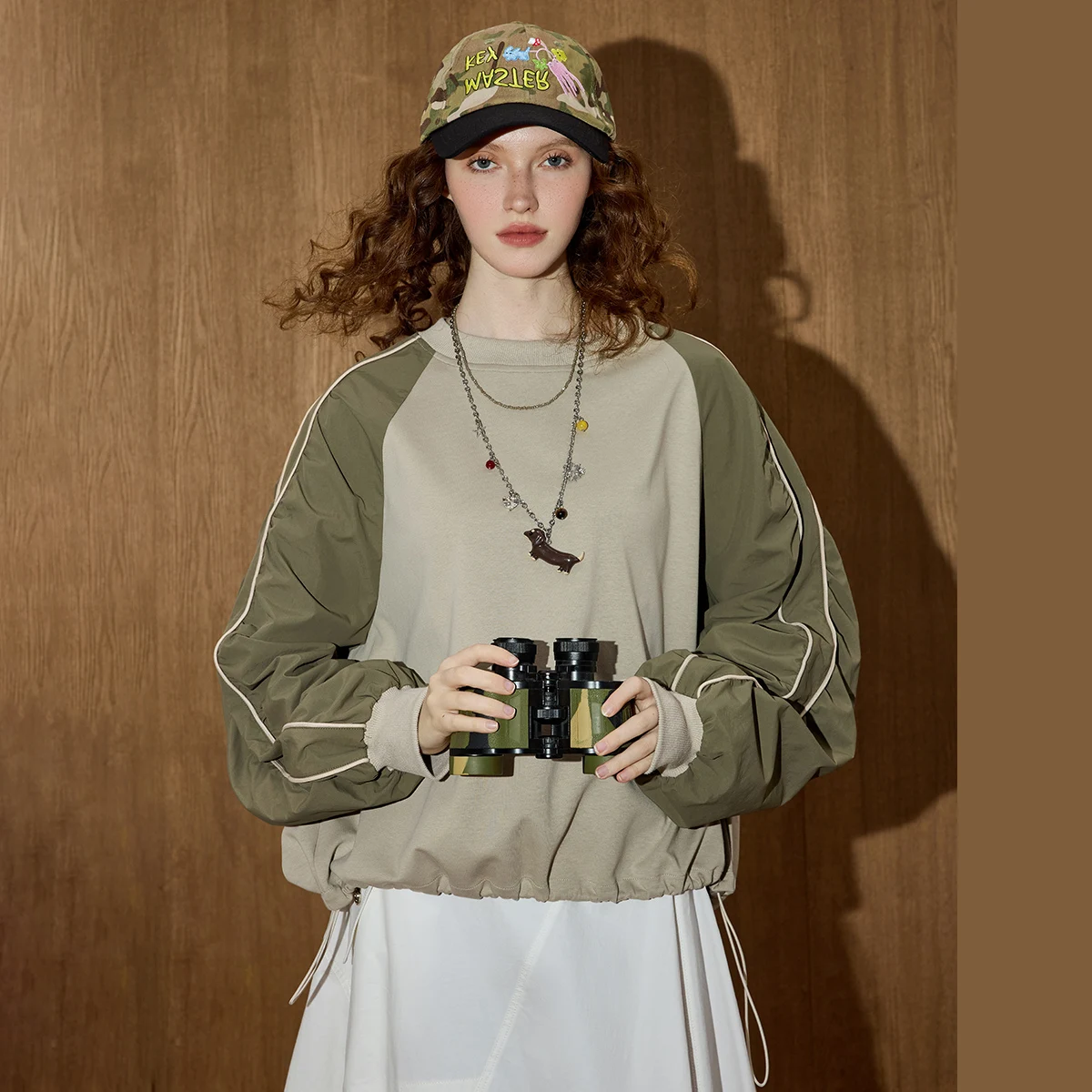 2025, herfst dames kleurblok patchwork hoodie, oversized casual trui, verstelbare manchetten, losvallend streetwear sweatshirt