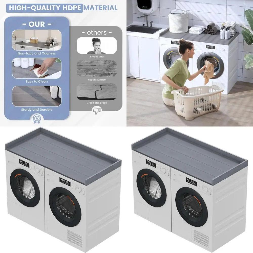 

Серая водонепроницаемая столешница из полиэтилена высокой плотности для стиральной и сушилки — простое в установке хранилище для белья, 27,5 x 54