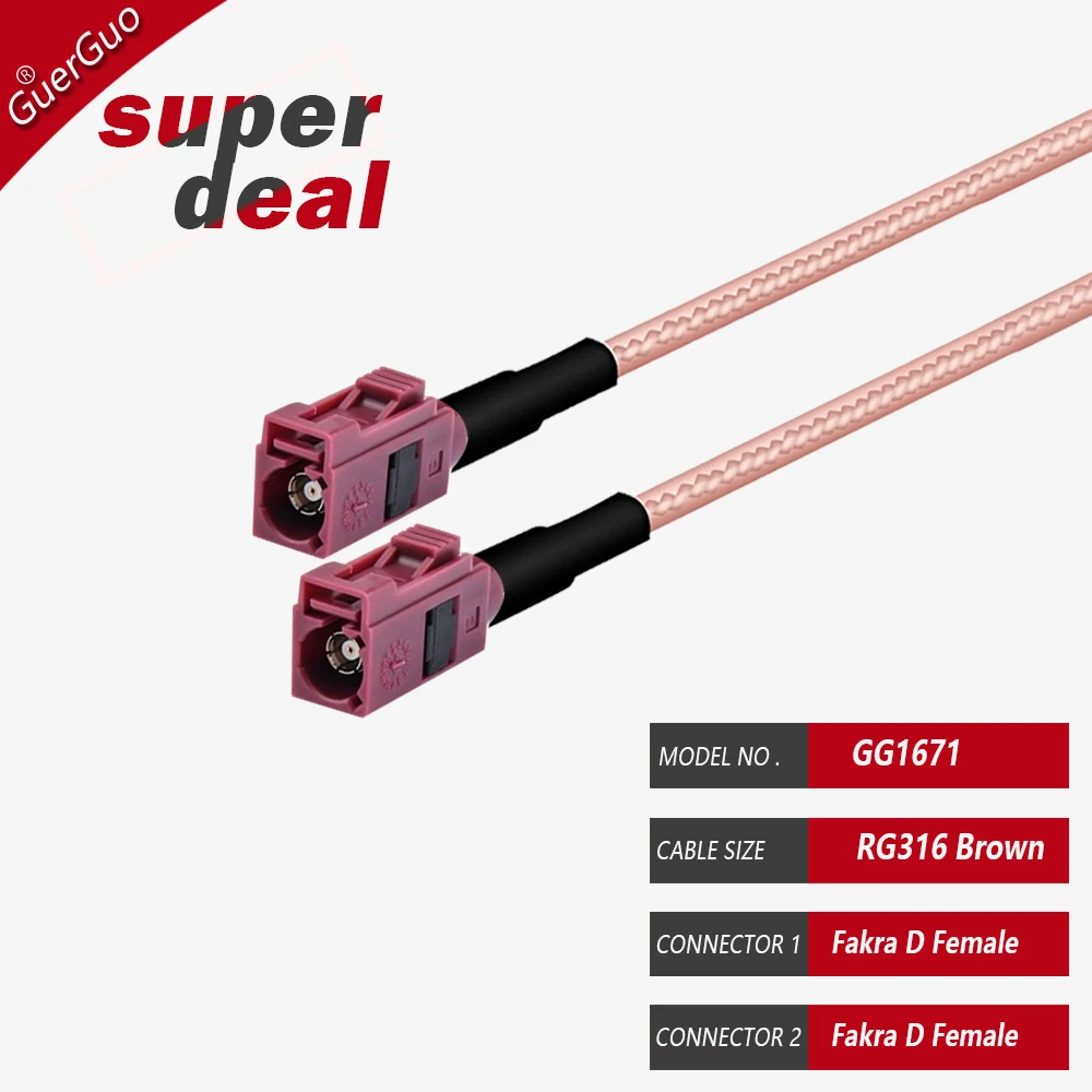 RF Coaxial RG316 Cable Fakra D Male/Female/Male long Connector Antenna Extension Grey Coaxial Cable for Car Remote Control Key