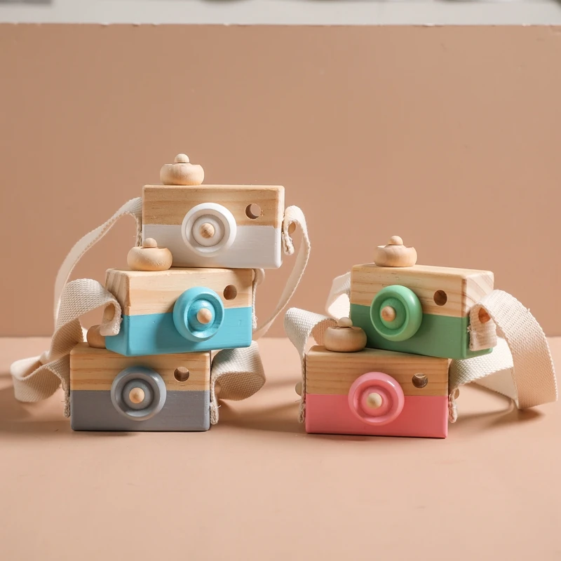 1Pcs Nordic Wooden Baby Toys Fashion Camera Pendant Montessori Toys For Children Wooden DIY Presents Nursing Gift Baby Block