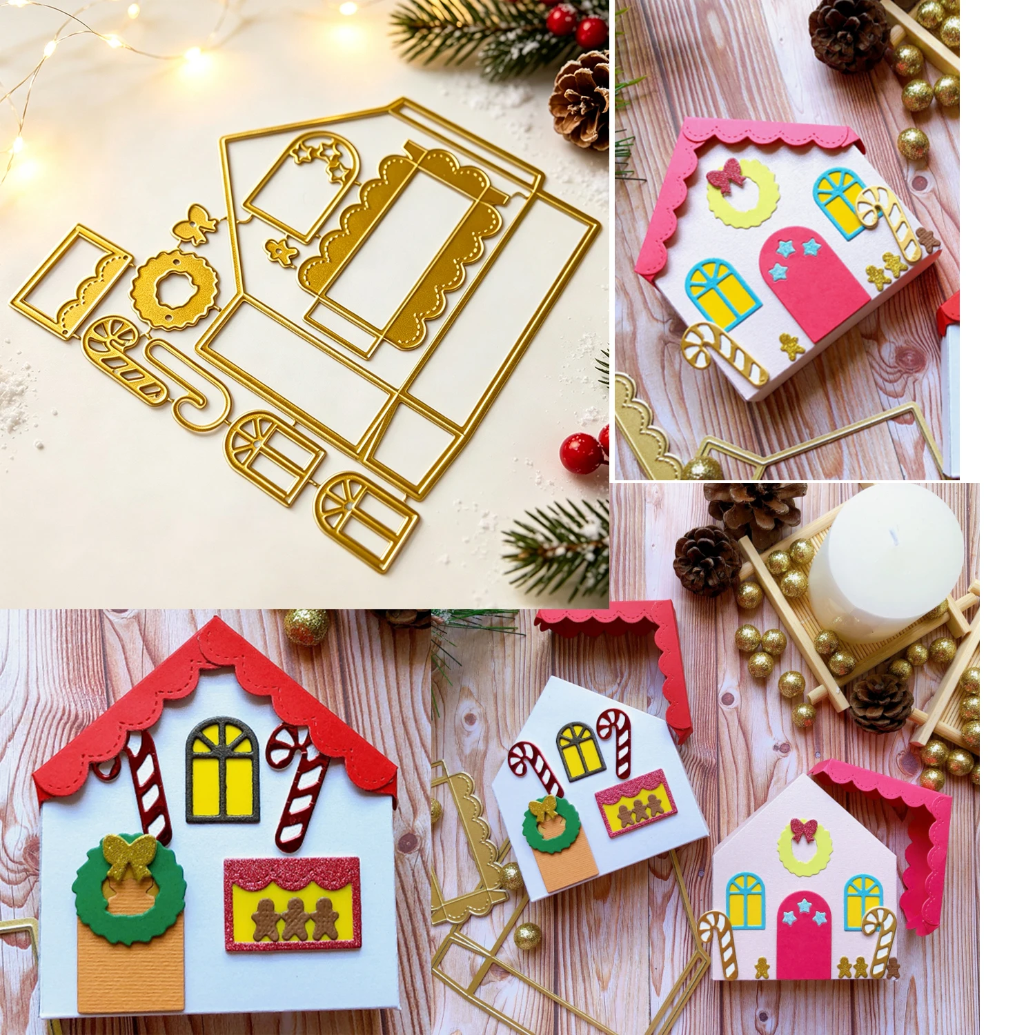 Weihnachtshaus Süßigkeitenbox Geschenktüte Metall-Stanzform für Weihnachtsgeschenke Papierhandwerk Handgemachte Kartenherstellung DIY Grußkarten