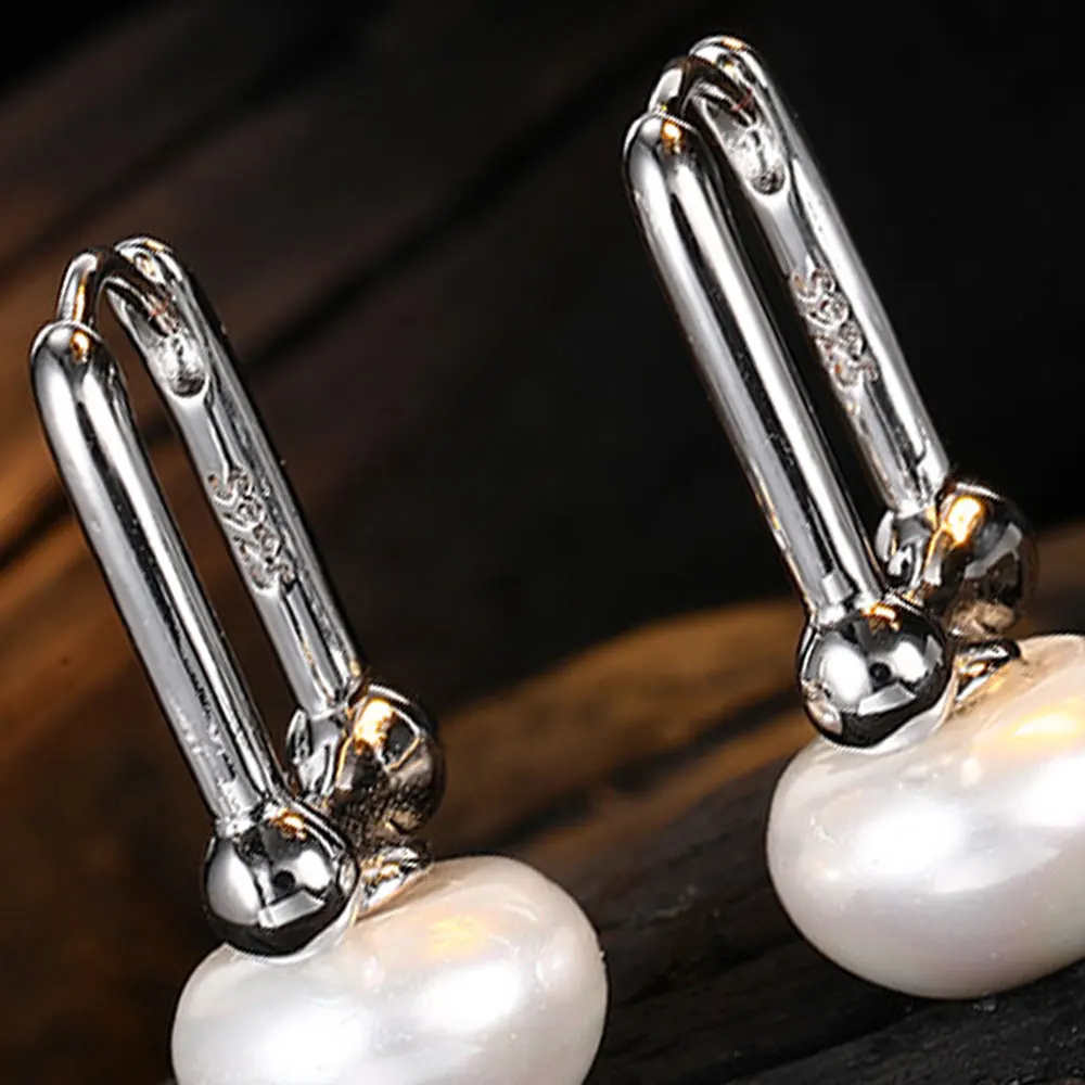 Drops Aesthetic Vintage Smooth Stamp 925 Sterling Silver Simple Women New Earrings With Pearl Korean Fine Jewelry New 2026 Hot