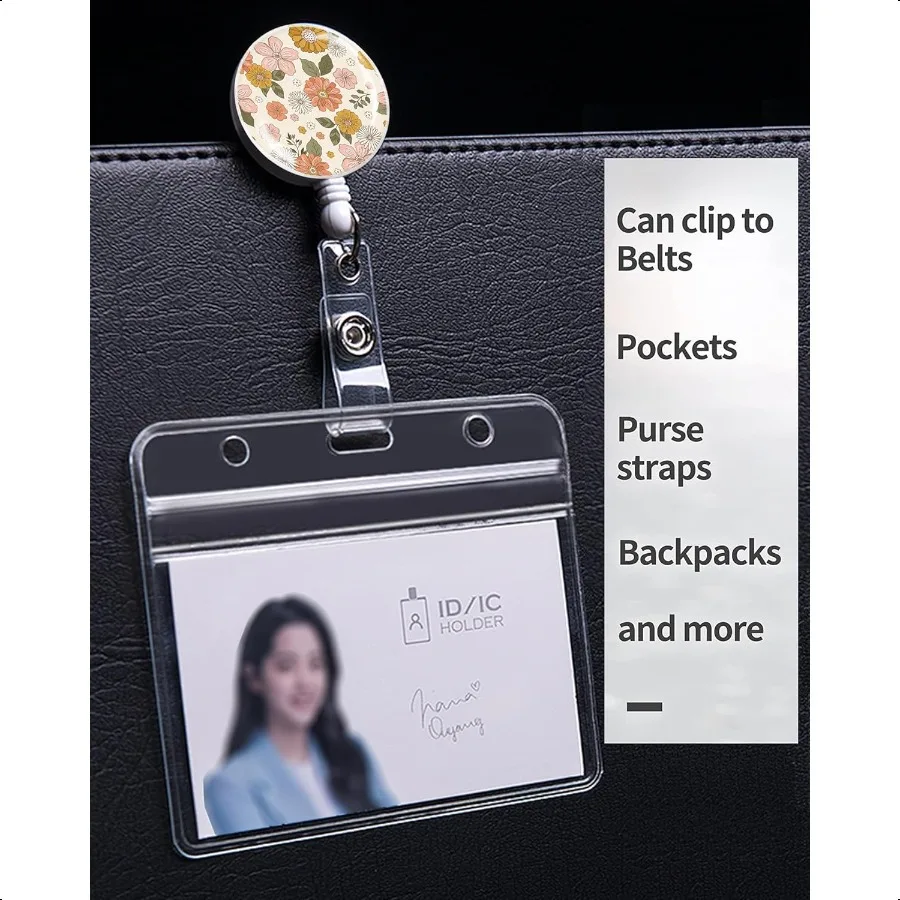 Badge Reels RetractableId Badge Holders Retractable Badge Clips Retractable ID Card Holder for Teacher Student Office Worker Bo