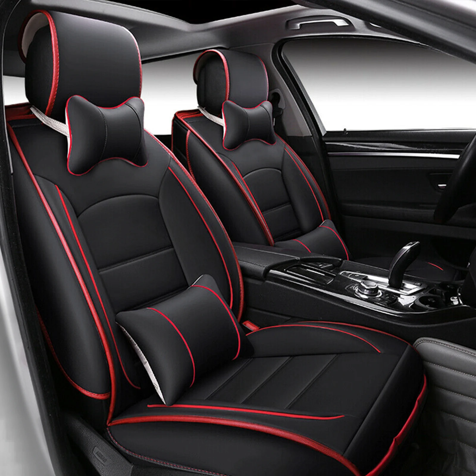 Capas de assento de carro confortáveis e respiráveis incluem almofadas de cintura, apoios de cabeça, ajuste universal, protege as assentos de manchas e arranhões