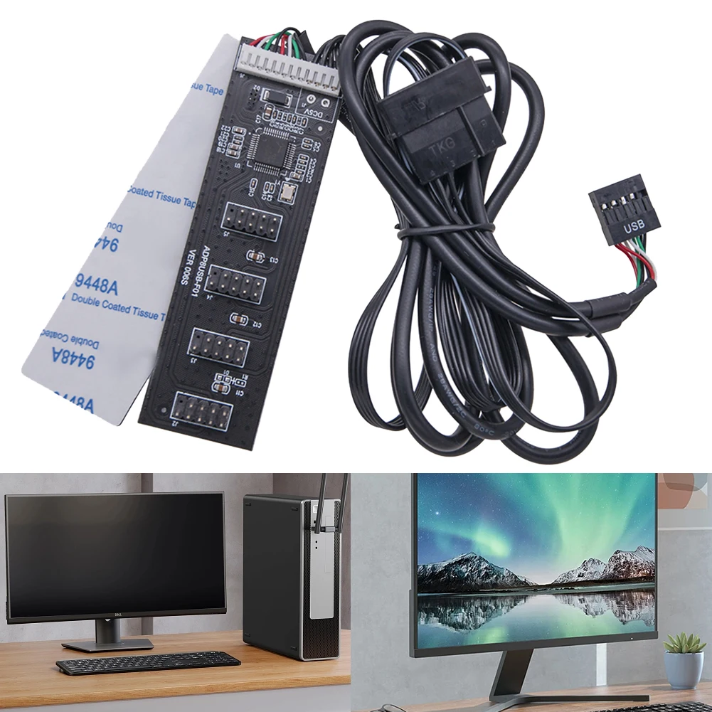 USB2.0 9pin Header USB 1 To 4 Male 9-pin Internal 20cm Cable Mainboard USB 2.0 HUB Connector Adapter 9Pin USB Header Splitter