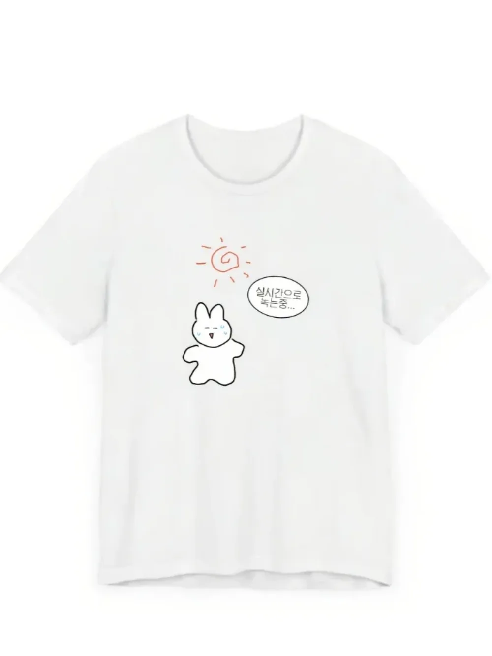 Women's Vintage Cute Bunny & Speech Bubble Print Tee Harajuku Crewneck Short Sleeve Casual Daily Street Aesthetic Women Clothing