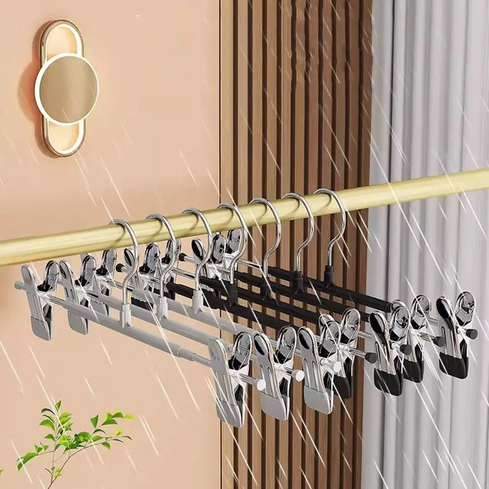 20Pcs Multifunctional Stainless Steel Pant Hangers Windproof Anti-slip Pants Clamp with Clip Adjustable Clothes Hanger for Home