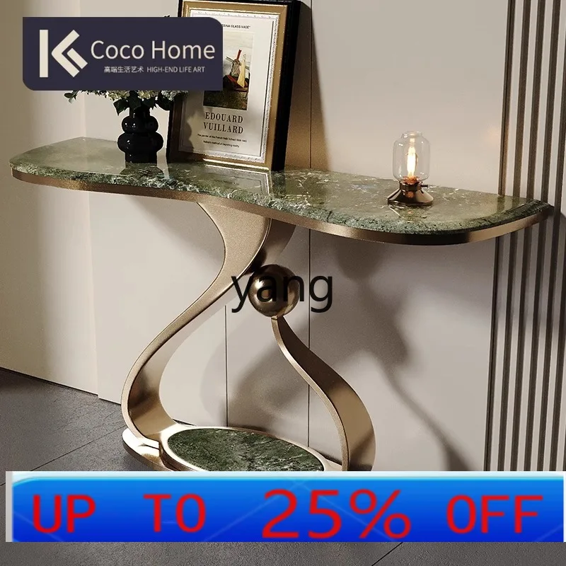 

Стол для прихожей из светлого роскошного камня, современный художественный стол из нержавеющей стали