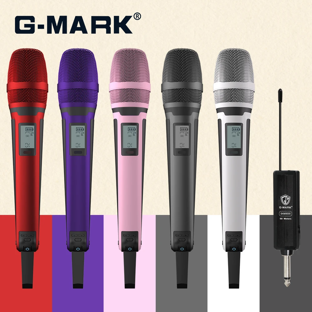 Karaoke Mic G-MARK SKM9000 Wireless Microphone System Featuring Frequency Adjustable For Uninterrupted Audio Capture