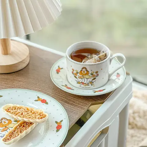 विंटेज कॉफी कप और प्लेट सेट, फ्रेंच सिरेमिक दोपहर की चाय ट्रे, रचनात्मक और प्यारी लड़की का दिल 10 best sales कॉफी किट - №6