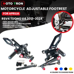 MOTO-TRON Motorcycle CNC Adjustable Rear Set Rearsets Footrest Foot Rest For Aprilia RSV4 Tuono v4 2017-2024