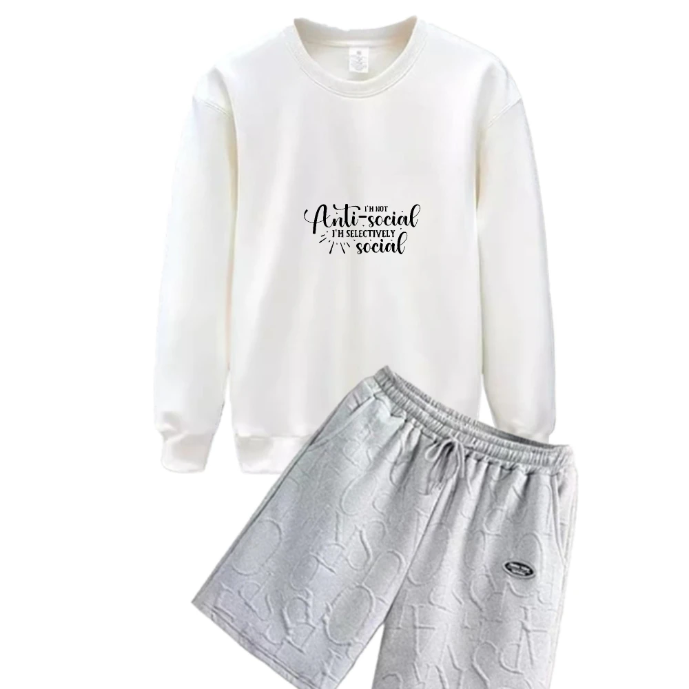 

Простые комплекты из двух предметов с маленьким буквенным принтом. 2025: мужская весенне-осенняя повседневная высококачественная ткань. Удобная и прочная толстовка с капюшоном.