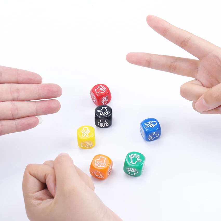 5PCS Funny Dice Finger Guessing Game Rock Paper Scissors Toy Juegos De Mesas Para Toda La Familia Drinking Party Favors