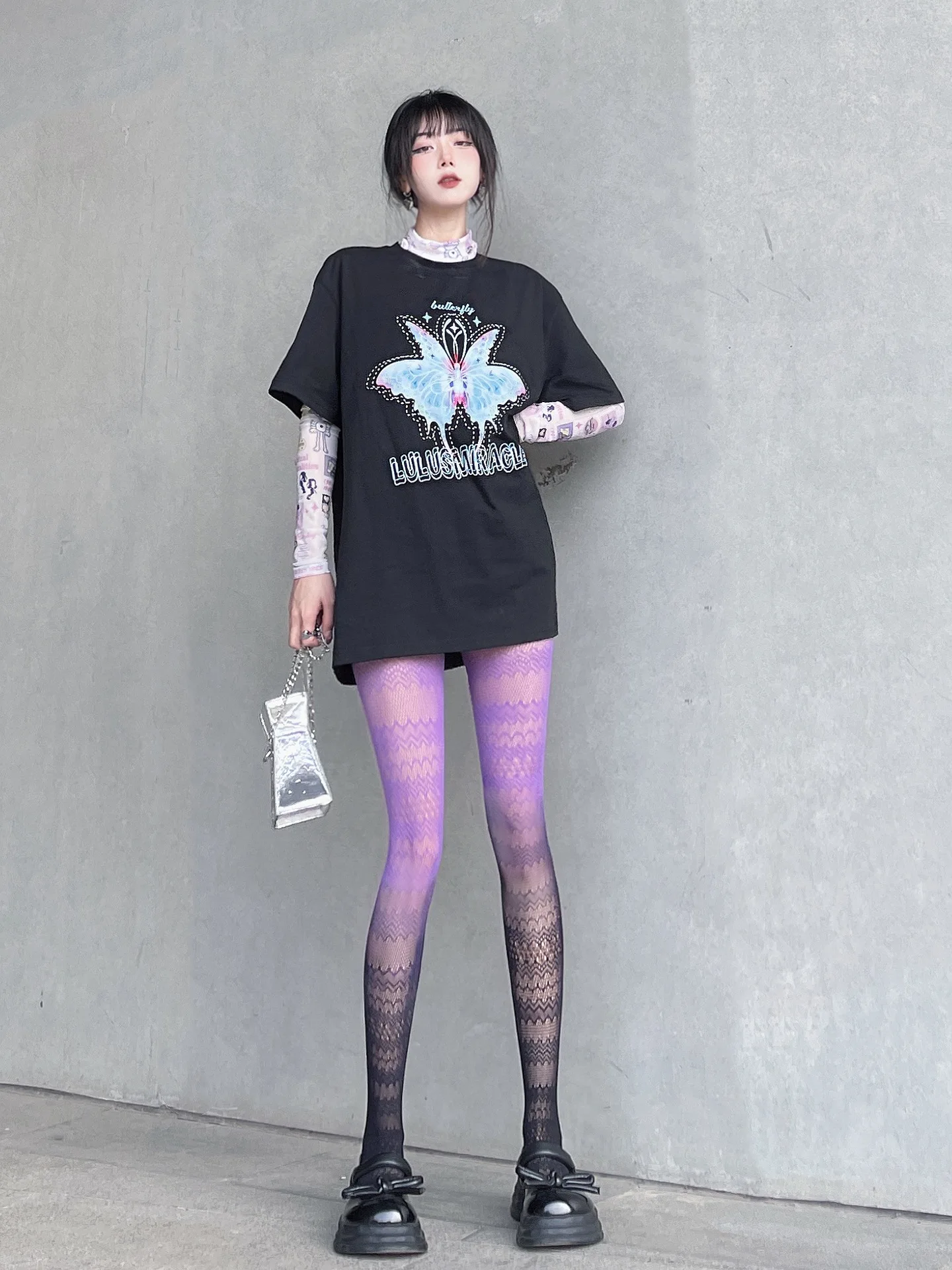 Frauen Anime Farbverlauf Strumpfhosen Mode Muster Fishnet Strümpfe Sexy Harajuku Strumpfwaren Nylon Weibliche Bunte Kawaii Strumpfhosen – Detail 4