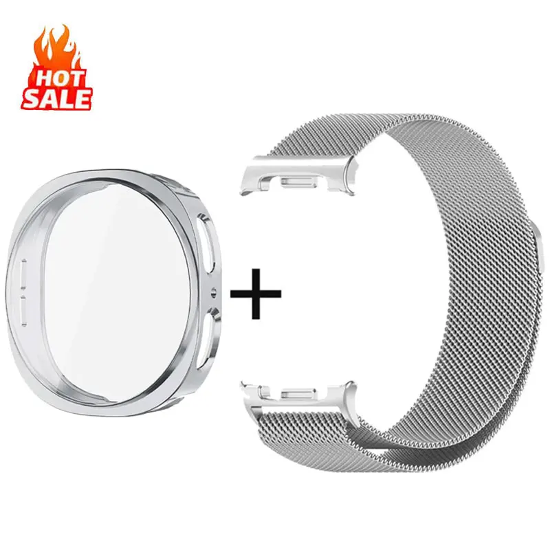 Magnetisches Metallarmband + weiches TPU-Gehäuse + Film für Samsung Galaxy Watch 8 40 mm 44 mm Watch 8 Classic-Uhrenarmband