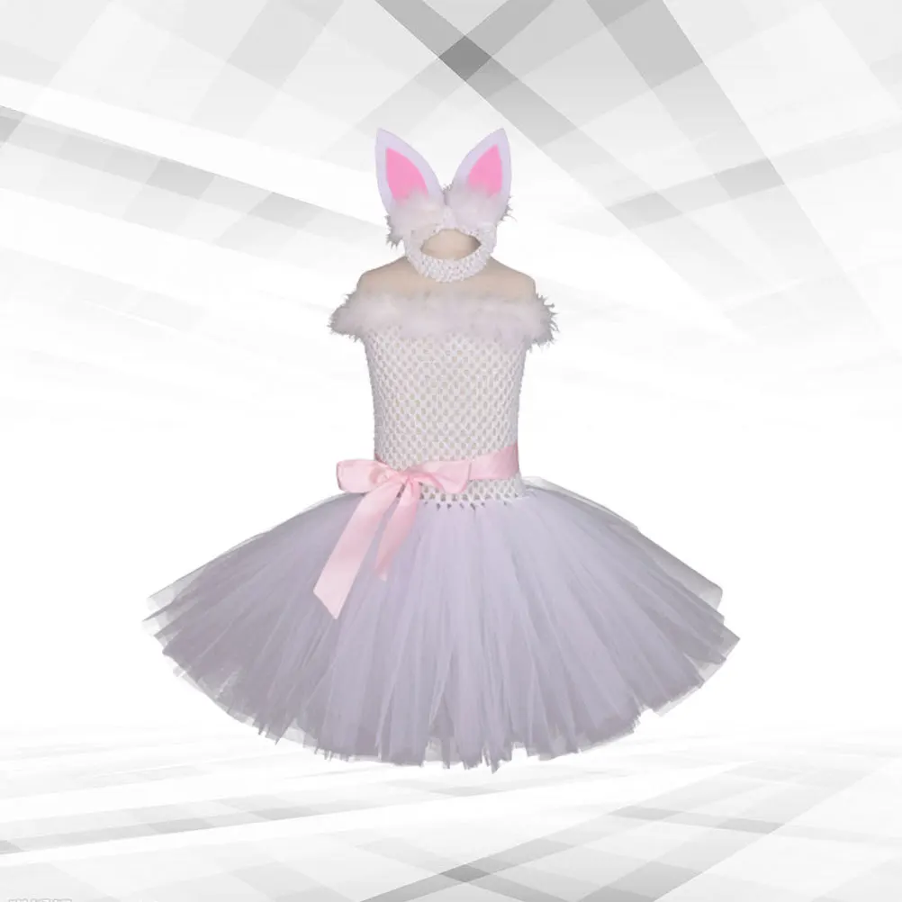 2 قطعة أرنب لطيف عيد الفصح زي مجموعة بيضاء حجم 110 جميل الشعر غطاء الرأس طفل الزي مهرجان حفلة فتاة فستان فتاة الزي عيد الفصح #6