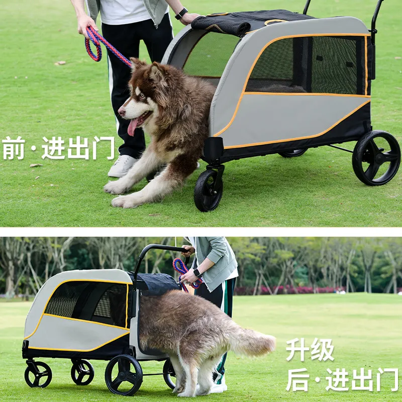 Pet cart Medium and large dog special dog cart Dog walking cart Go out Portable foldable car