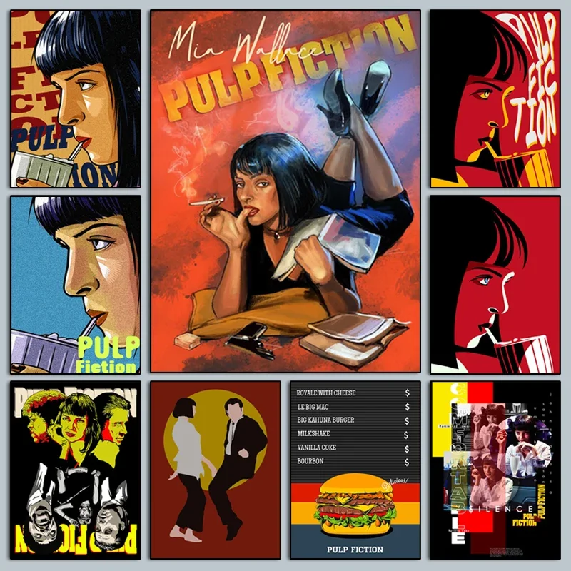 pulp-fiction-quentin-tarantino-posteres-e-impressoes-pintura-em-tela-imagem-de-arte-de-parede-filme-vintage-decorativo-decoracao-de-casa-cuadros