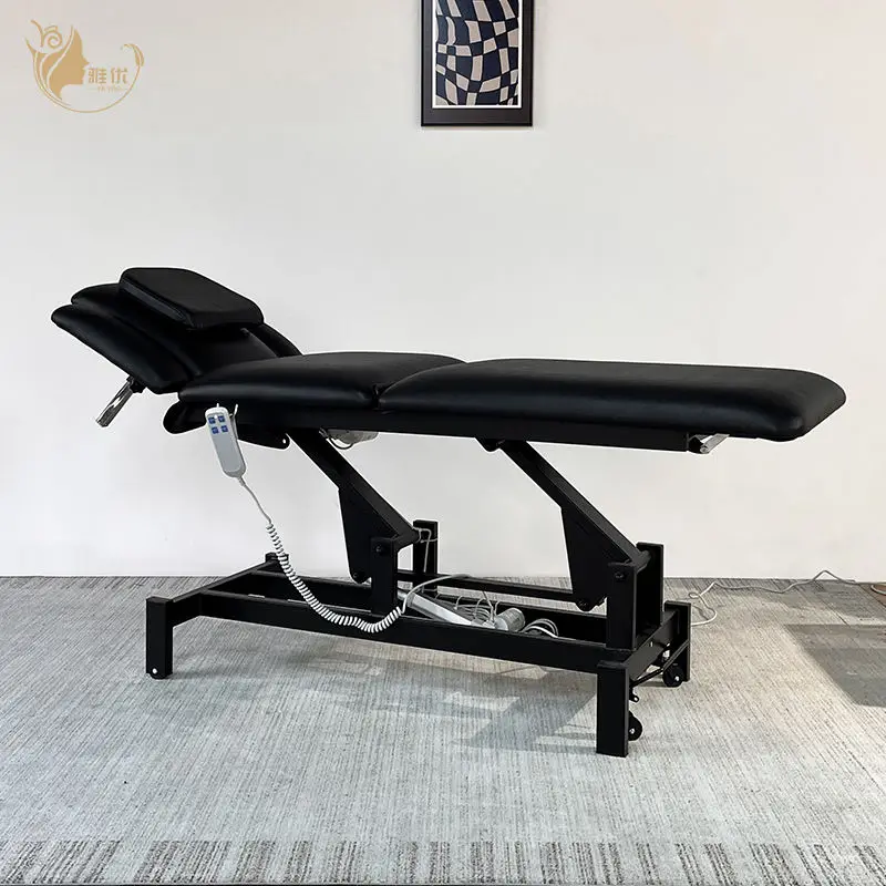 Foldable Electric Massage Table With Synthetic Leather Upholstery For Professional Salon And Chiropractic Clinic Use