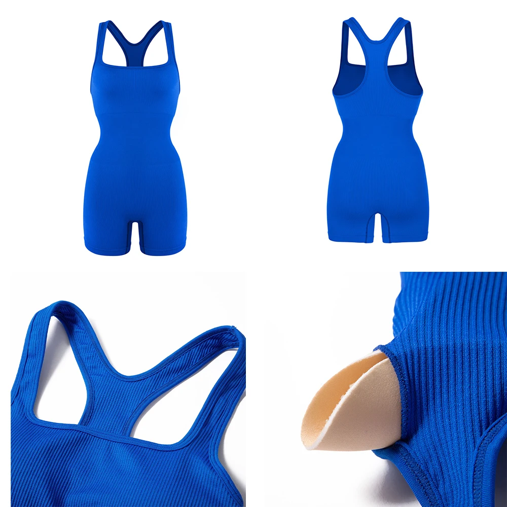 Seamless Bodysuiyts for Women Contracted Tummy Control Rompers Sexy Sleeveless Backless Yoga Sets Jumpsuits Women\'s Clothings