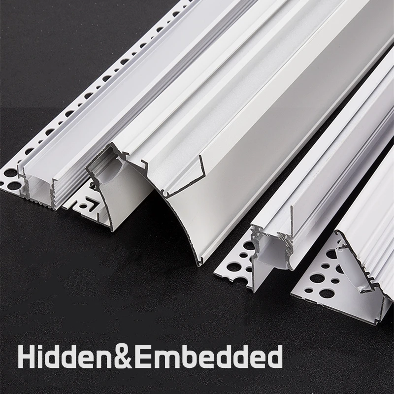 0.5m/1m Top Corner LED Aluminum Profile Ceiling Recessed Invisible Backlight Gypsum Hidden Channel Decor Linear Bar Strip Lights