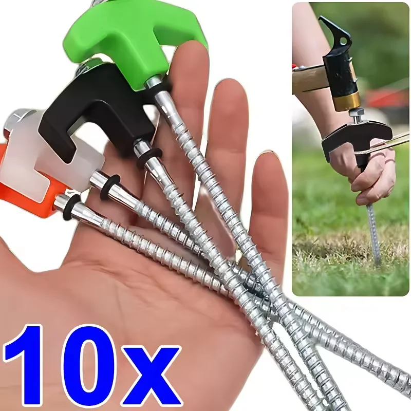 8Pcs Camping Pegs Drill In with Hex Socket Heavy Duty Spiral Screw Heavy Duty Tent Stakes Ground Anchors Camping Tent Pegs Nail