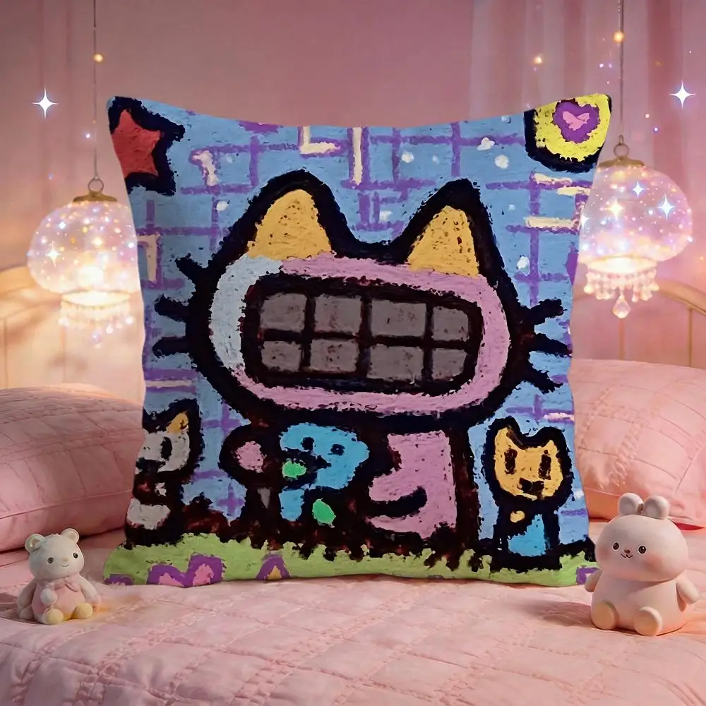 Cartoon Pixel Cat Cushion Cover Premium Comfort Reversible Pillow Cove -Two in One Design for Any Room & Car Interior
