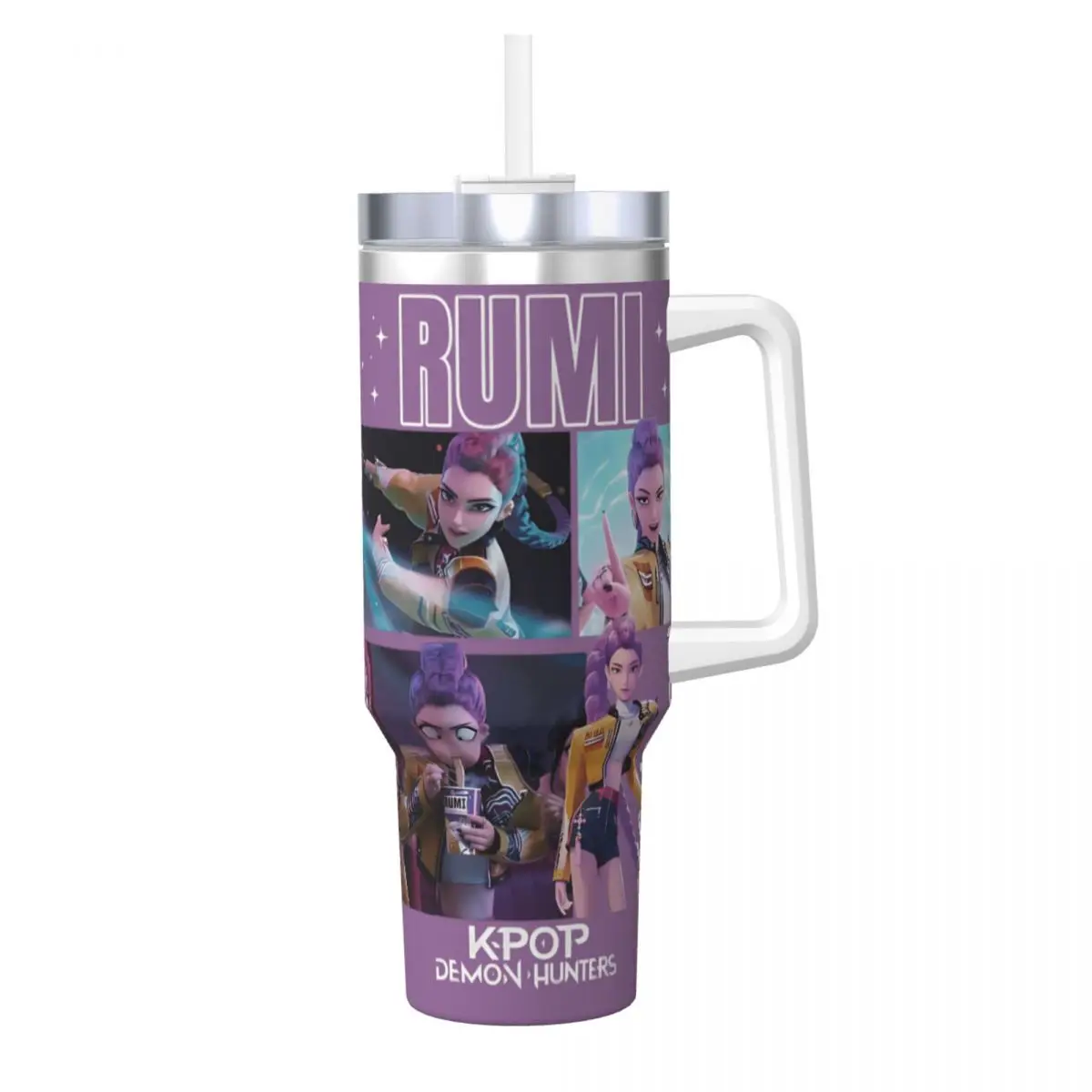 

KPop Demon Hunters Stainless Steel Tumbler Huntrix Rumi Travel Thermal Cups With Straws and Lid Large Capacity Mugs Cup