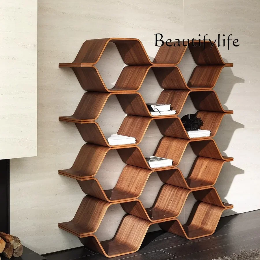 

u Italian minimalist bookshelf floor rack living room wall storage rack household storage rack