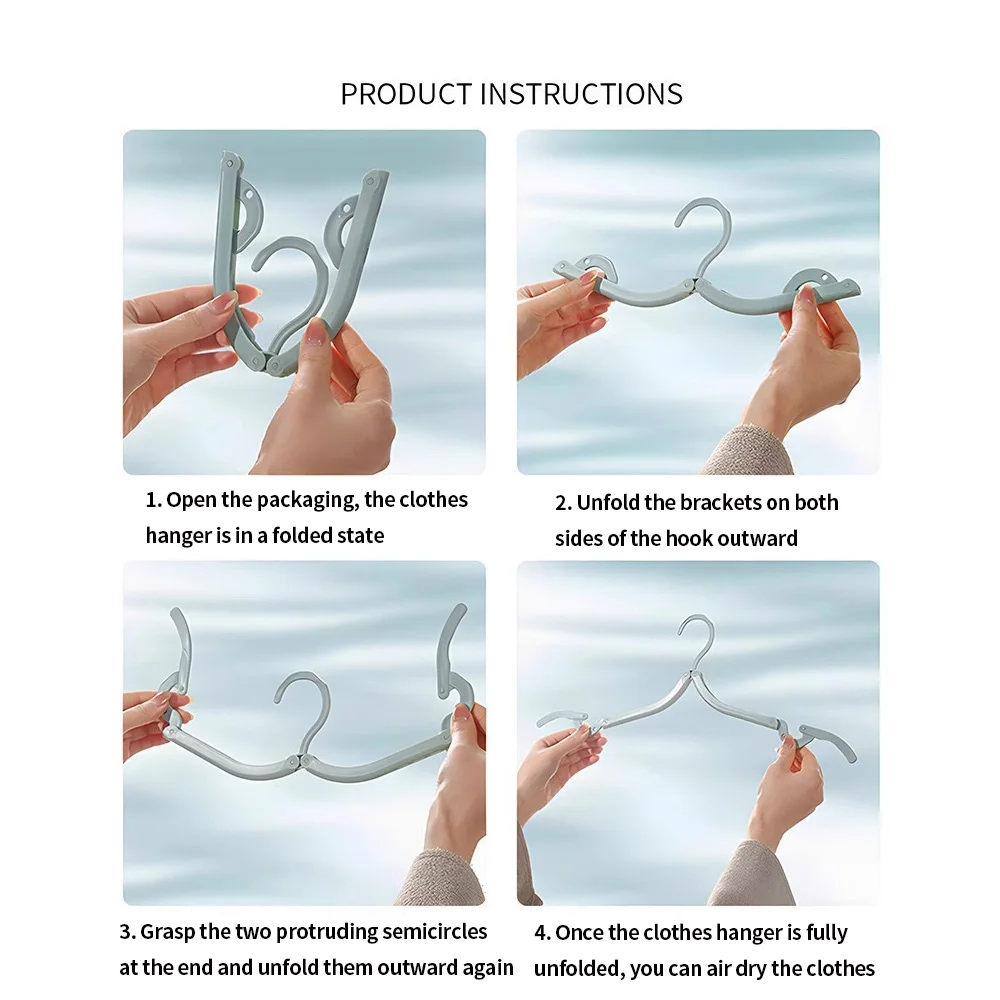 Adjustable Foldable Clothes Hanger  Ultralight Portable Travel Hanger Multifunction Space Saving Clothes Organizer For Wardrobe