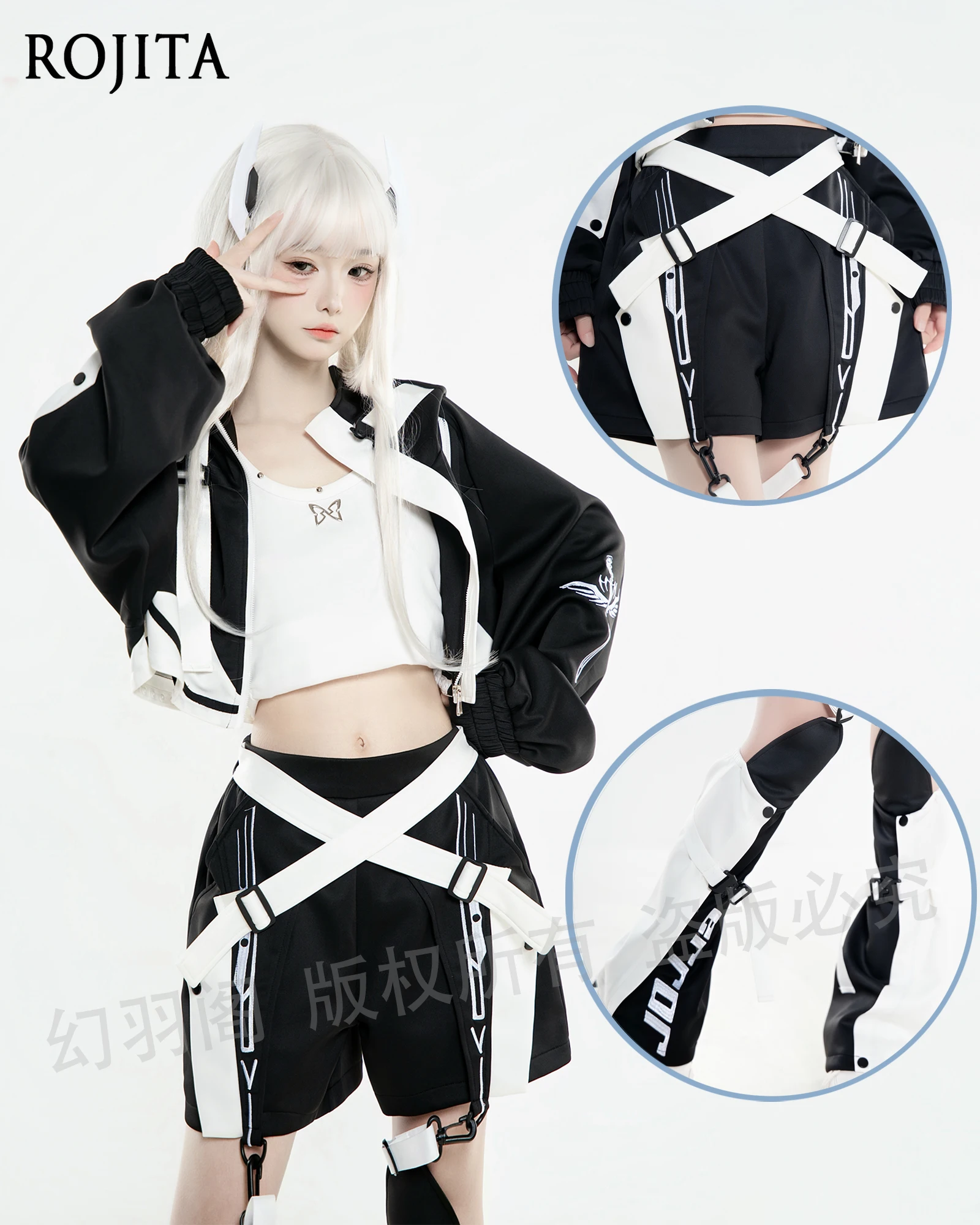 

Функциональный стиль Киберпанк Tech Sense Шорты в японском стиле Женские флуоресцентные фиолетовые зеленые шорты Черно-белые чехлы на ноги